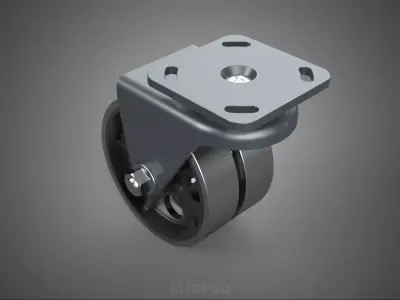 STEEL SWIVEL CASTER CASTOR DUAL WHEEL TIRE ROLLER HEAVY DUTY RIM 3D model