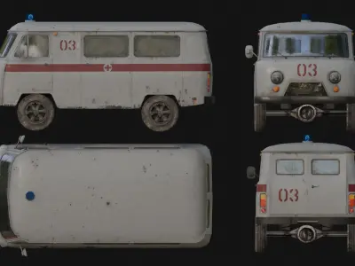 Soviet Van Low-poly 3D model