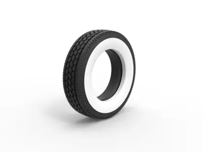 Semi Whitewall tire Scale 1 to 25 3D print model