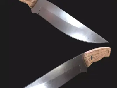 Kitchen Knife Wooden Handle Low-poly 3D model