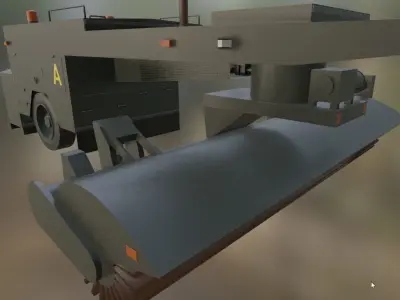 Towed Airport Sweeper-Blower for runway maintenance Low-poly 3D model