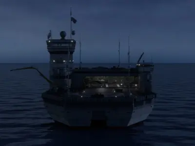 Futuristic Aircraft Carrier Rigged 3D Asset - Full Interior 3D model