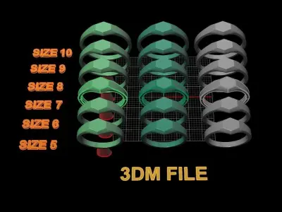 Dainty Thin Signet Ring Hexagon Mix Size 3D print model purchase