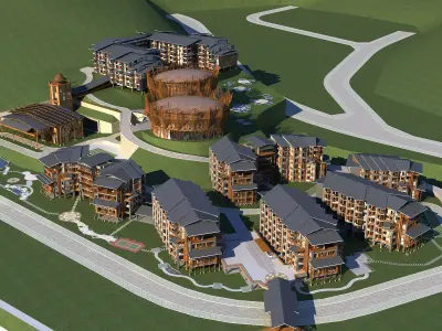 Architecture resort in mountains 3D model purchase