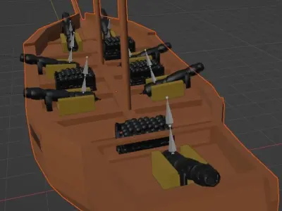 Age of sail gunboat Low-poly 3D model