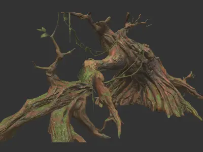 Fantasy tree Low-poly 3D model