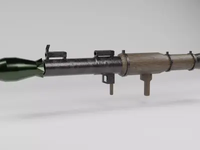 bazooka low poly gun with wooden handle Low-poly 3D model