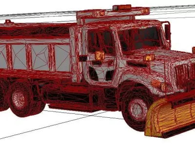 Snow Plow Truck Winter Road Maintenance Service Vehicle 3D model
