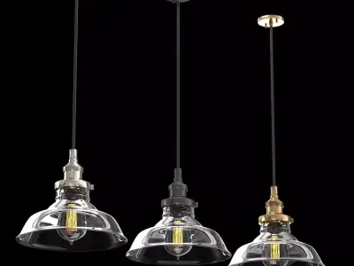 20th Century Factory Filament Clear Glass Barn Pendant 3D model