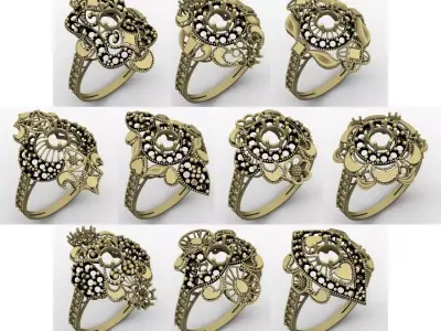 RN 51 TO 100 STONE RINGS COMPETE LOT  3D print model