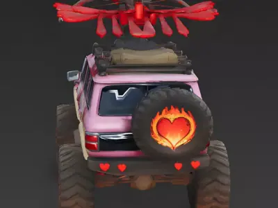 Gift Wrapped Ribbon SUV 3D Model Low-poly 3D model