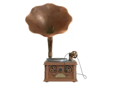 Old vinyl plate player gramophone 3D model