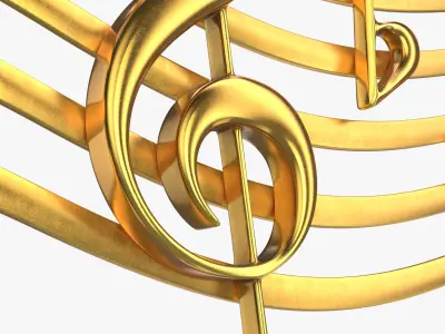 Golden Musical Notes PBR 3D model