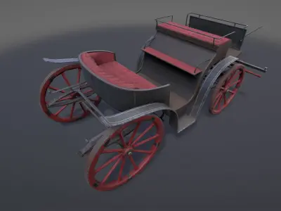 Old Carriage - GameReady Low-poly 3D model