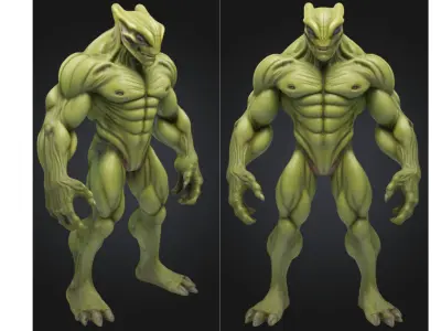 Stylized Reptilian Alien Creature Sci Fi Low-poly 3D model