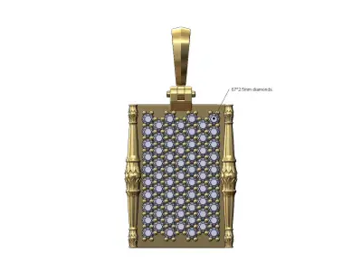 Diamond scroll Lotus bead column sides pendant charm 3D print model