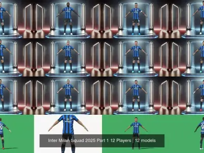 Inter Milan Squad 2025 Part 1 12 Players 3D Model Pack