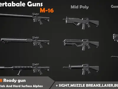 Convertable Guns M16 Low-poly 3D model