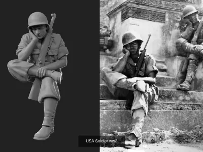 USA Soldiers ww2 3D Model Collection