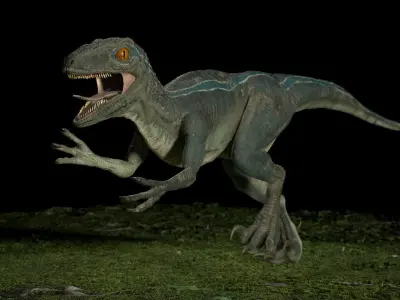 Velociraptor dinosaur 3D model 2
