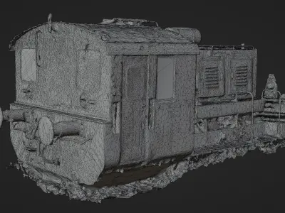 Rusty old locomotive 3D model
