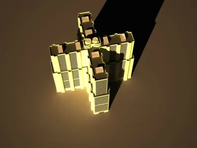 Building tall lit 3D model