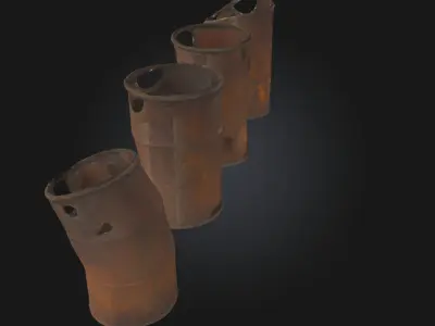 Rusty Barrels Evolution  Industrial Decay Across Time 3D model