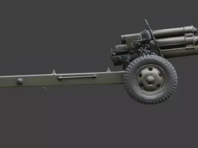 WWII Field Howitzer 3D  Low-poly 3D model