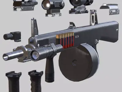 3DRT - Modern firearms HD - AA-12 Low-poly 3D model