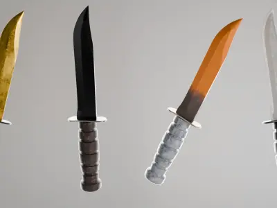 Knife Low-poly 3D model 17