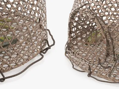  Dome Fishing Basket with Captured Fish Brown 