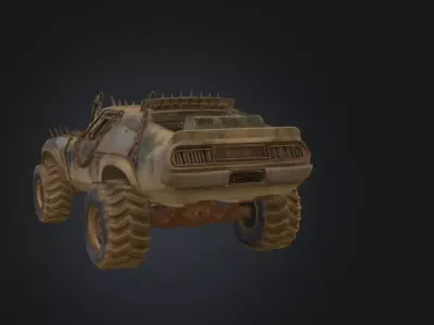 Post Apocalyptic Muscle Car  Wasteland Raider Vehicle   Low-poly 3D model