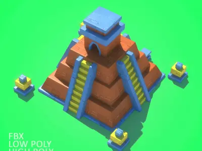 Mayan Pyramid Cartoon Low-poly 3D model