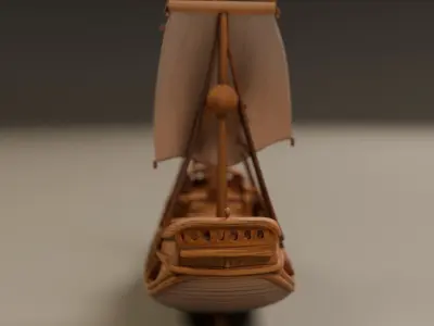 wooden ship 3D print model