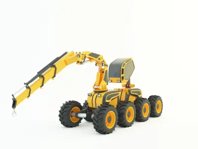 Feller Buncher forest all-terrain vehicle 3d model 3D model