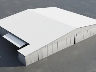Airfield Hangar Collection Low-poly 3D model