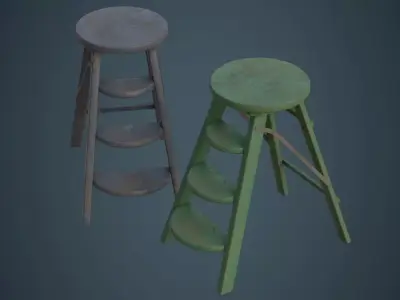 Step Ladder 2C Low-poly 3D model