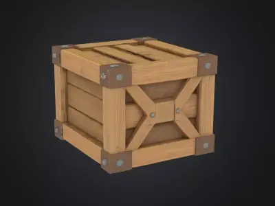 Low-poly wooden crate Free low-poly 3D model