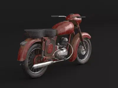 Classic Motorcycle Rusted 3D model