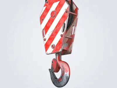 Crane Hook Red Low-poly 3D model