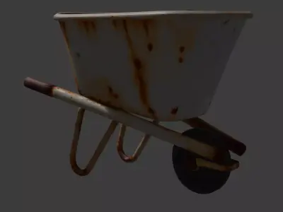 Rusted metal wheelbarrow Low-poly 3D model