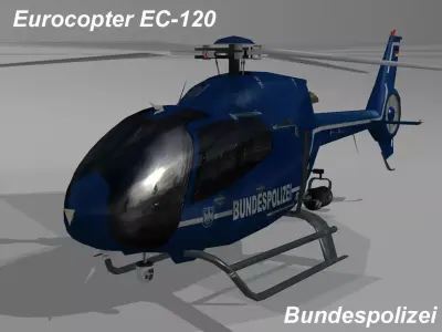 Eurocopter EC-120 Bundespolizei livery Low-poly 3D model