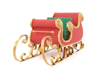 Santa Claus Sleigh Low-poly 3D model purchase