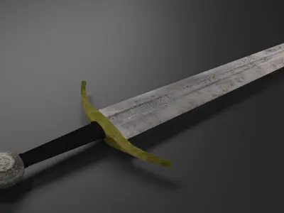 Old Medieval Sword Low Poly 3D model