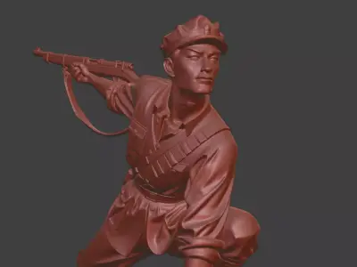 Military sculpture warrior  military battle war hero  soldier 3D print model 26