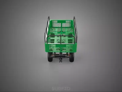 PLASTIC CRATE BED RAILS FENCE CAGE TROLLEY CART UTILITY TRUCK 4W 3D model