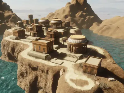 Ancient Cliffside City 3D model purchase