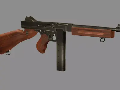 M1A1 Submachine Gun Low-poly 3D Model Low-poly 3D model