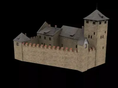 Castle 1 medieval Low-poly 3D model