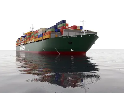 Cargo container ship 300m Low-poly 3D model
